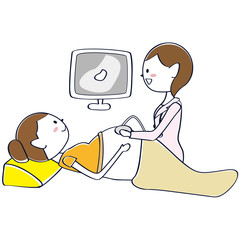 エコー健診マタニティ　妊婦　纏め髪