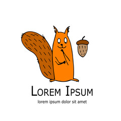 Obraz premium Funny squirrel with nut for your design