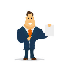 Businessman Cartoon Character in Blue Suit. Vector