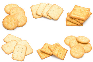 Crackers stacked isolated over white background