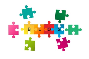 Naklejka premium Jigsaw puzzle with word Blog Vector