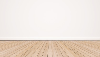 Oak wood floor with white wall - 120446372