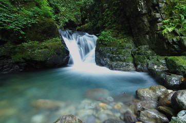 滝壺と川