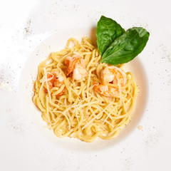 Plate of delicious pasta. View from above