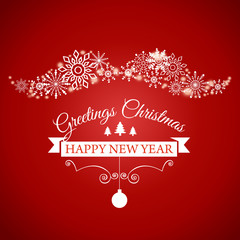 Naklejka premium Happy New Year and Merry Christmas e-card. Vector illustration.