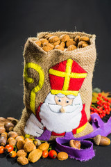 Fototapeta premium St. Nicholas' bag for children filled with traditional Dutch spice cookies