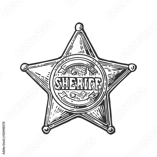 "Sheriff star. Vintage black vector engraving illustration" fichier