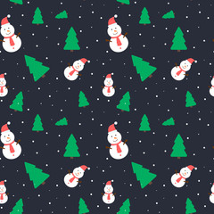 Christmas seamless pattern, new year dark color background. Chri