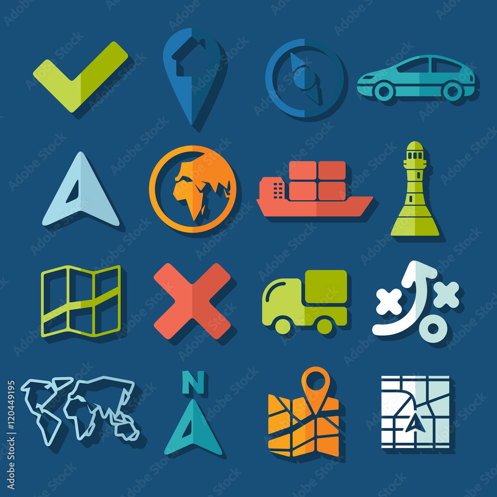 Wall mural set of navigation icons