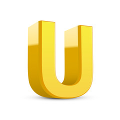 3d yellow letter U