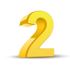 3d shiny yellow number 2