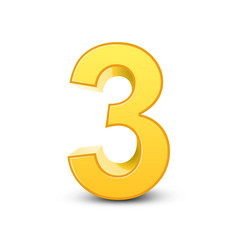 3d shiny yellow number 3