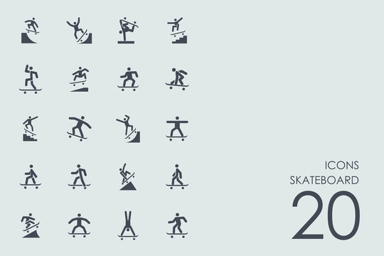 Set of skateboard icons