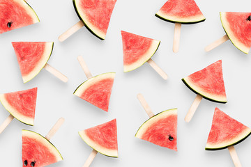 Top view watermelon ice cream isolated on white background.