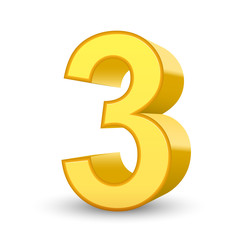 Fototapeta premium 3d shiny yellow number 3