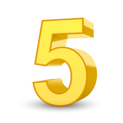 Obraz premium 3d shiny yellow number 5