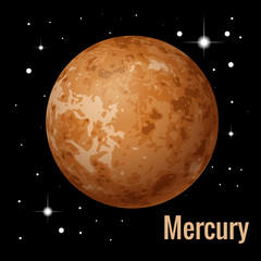 Fototapeta premium Mercury planet 3d vector illustration. High quality isometric solar system planets.