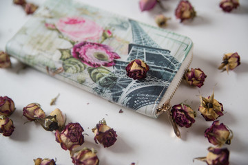 women's accessories on wooden background