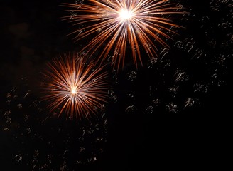 big colorful fireworks in the dark night