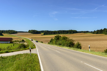 bending road in German countryside near Sigmaringen, Baden Wutte