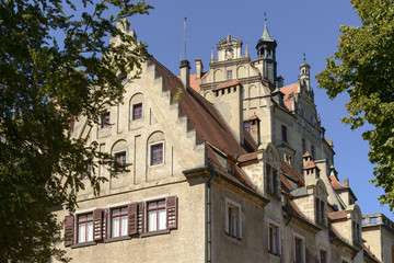 Fototapeta na wymiar roofs and pinnacles at Sigmaringen castle , Baden Wuttenberg