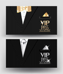 Fototapeta premium vip PASS with man's suit on the background
