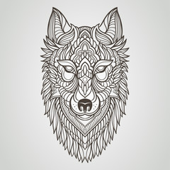 Abstract wolf hand draw