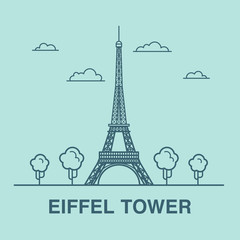 Fototapeta na wymiar Line art illustration of Eiffel Tower