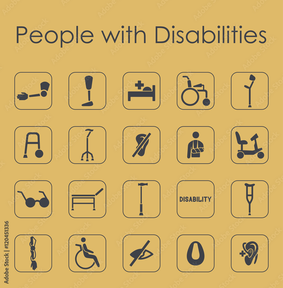 Canvas Prints set of people with disabilities simple icons