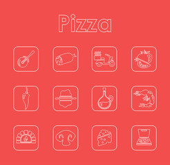 Set of pizza simple icons