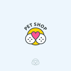 Pet shop vector logo template. Pet nose in form of heart.