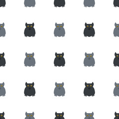 Owl. Seamless pattern. Halloween. All Saints' Day. Frighten. Night-bird. For your design