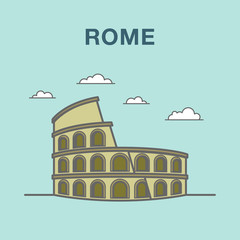 Rome colosseum flat illustration