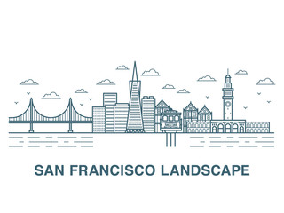 San Francisco landscape vector illustration.