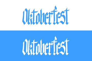 Handwritten inscription Oktoberfest in national german style. Hand drawn lettering of german beer festival. Calligraphic element for your design. Vector illustration.