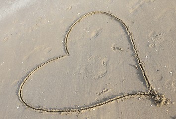 heart symbol drawn on the Beach