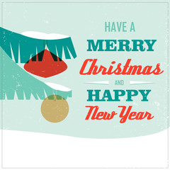 Merry Christmas greeting card retro vintage style with Christmas