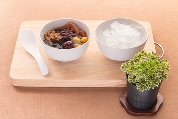 Cold assorted beans in syrup Chinese traditional. Kind of Chines