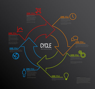 Vector Infographic cycle template made from lines and icons