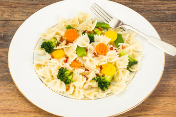 Farfalle with Carrots, Beans, Broccoli and Sausage