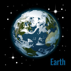 Naklejka premium Planet earth with some clouds 3d vector illustration. High quality isometric solar system planets.