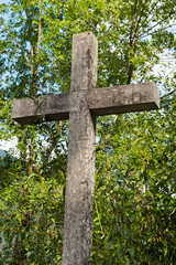 Christian Cross Marble with Green Trees