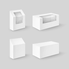 Set of White Rectangle Boxes For Food, Gift