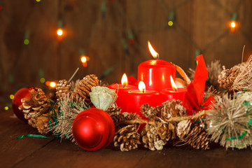 Christmas still life with candles.