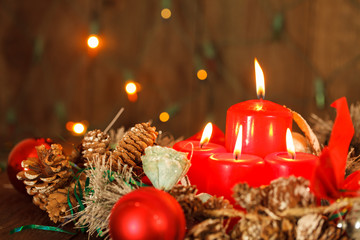 Christmas still life with candles.