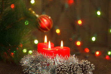 Christmas still life with candles.