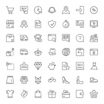 shopping and shipping thin line iconset