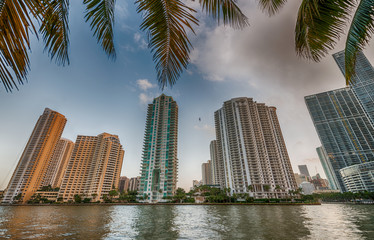Fototapeta na wymiar Brickell Key, Miami. Skyline from downtown