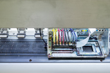 Printer machine inkjet close up on top view