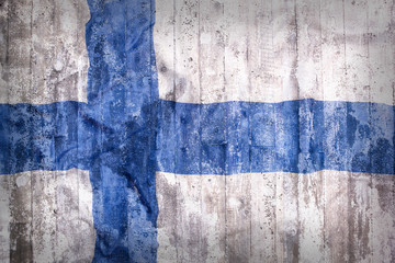 Grunge style of Finland flag on a brick wall